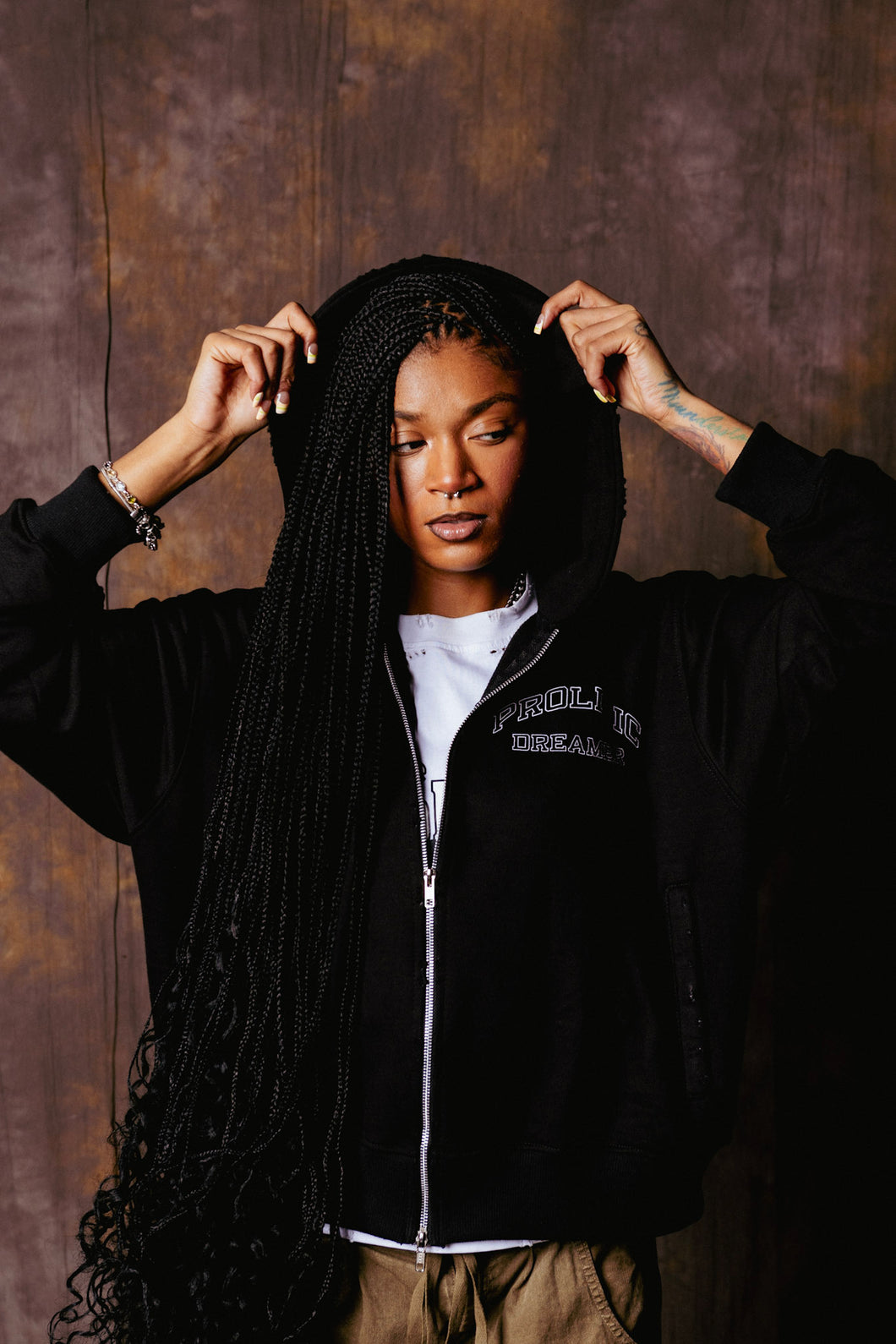 DISTRESSED ZIP-UP JACKET